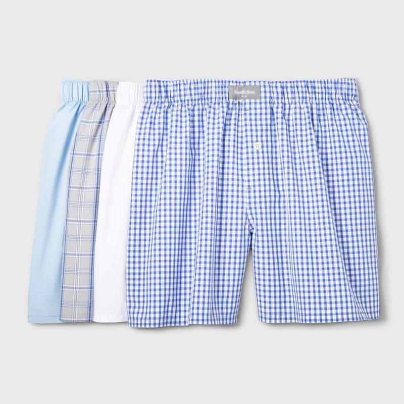 Men's Woven Boxer Shorts 4pk - Goodfellow & Co S Blue