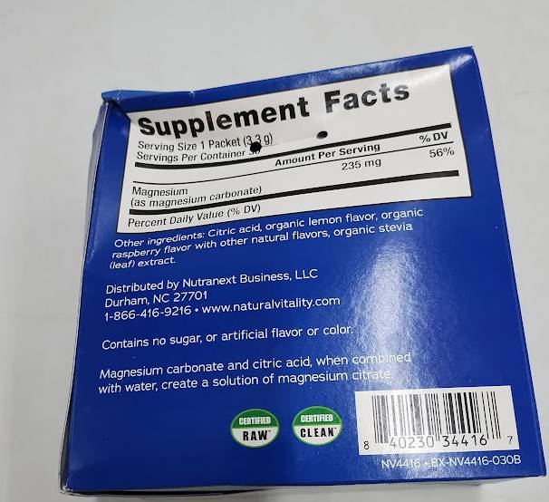 Natural Calm Magnesium Supplement Powder -Raspberry Lemon- 30pk EXP: 07/27