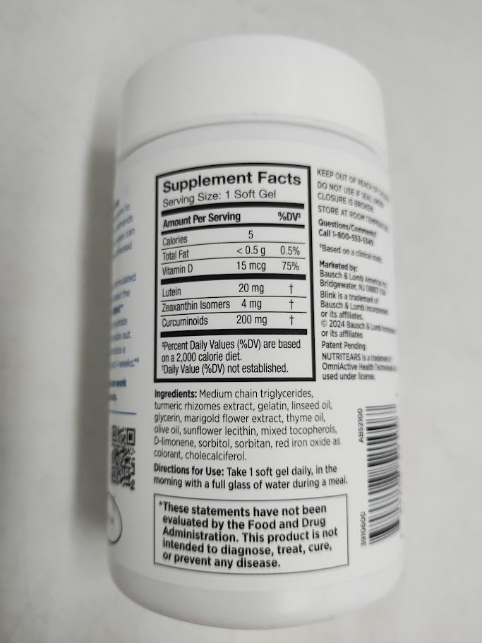 Blink NutriTears Supplement for Dry Eyes Softgels - 50ct EXP:03/2027+