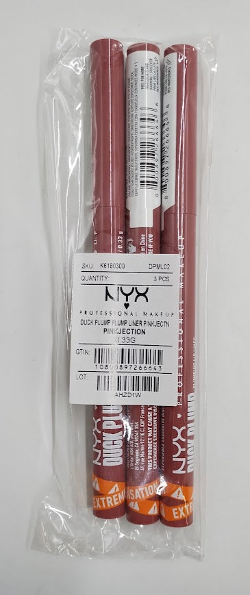 LOT OF 3!!! NYX Duck Plump Plumping Lip Liner - Pinkjection - 0.01oz *ADD 3 TO YOUR CART & 1 IS FREE!*