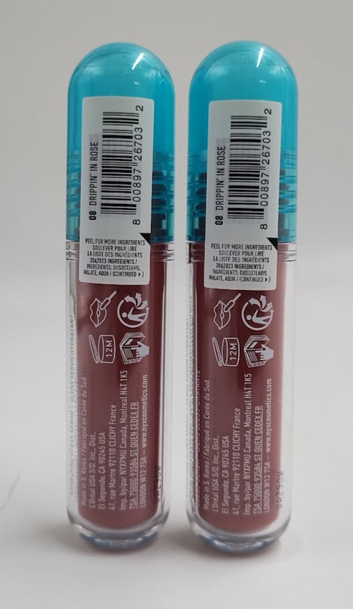 LOT OF 2!!! NYX Lip IV Hydrating Lip Gloss Stain -Drippin in Rose *ADD 3 TO YOUR CART & 1 IS FREE!*