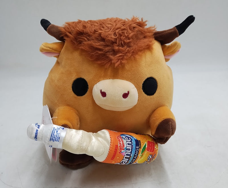 Snackles 8" Highland Cow with Sangaria O-mazing Orange Ramune Plush