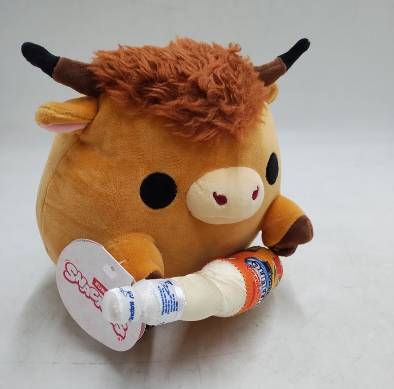 Snackles 8" Highland Cow with Sangaria O-mazing Orange Ramune Plush