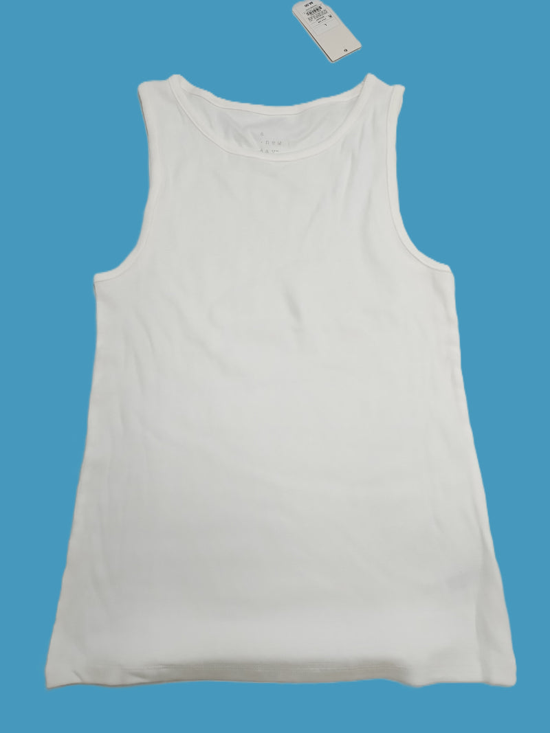 Women's Ribbed High Neck Tank Top - A New Day White L