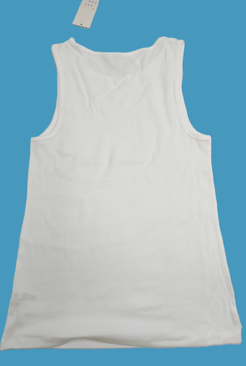 Women's Ribbed High Neck Tank Top - A New Day White L