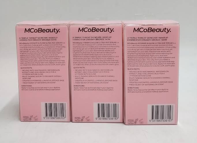 LOT OF 3 !! MCoBeauty Hydrate & Glow Ultra-Hue Serum - Bronze
