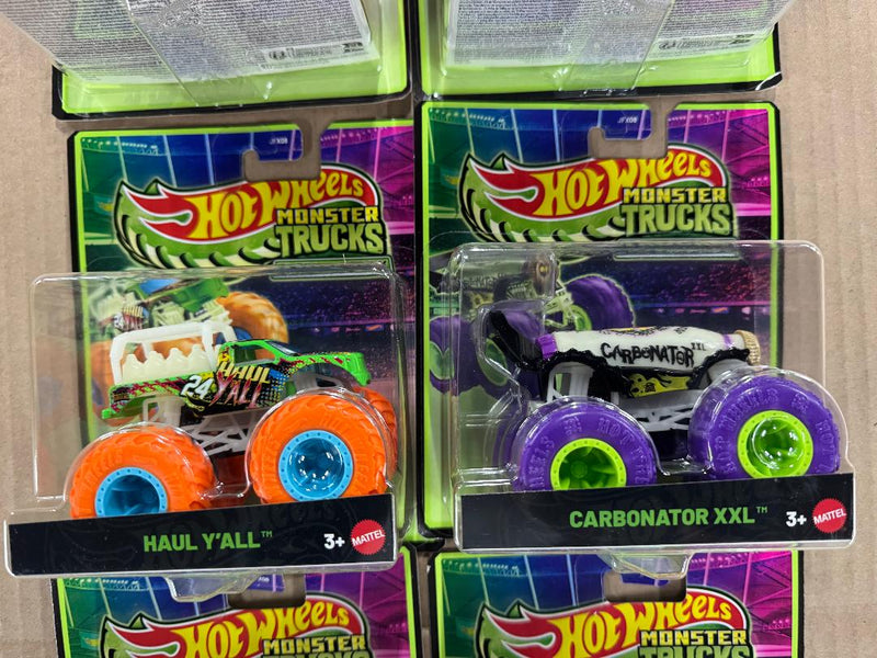 LOT OF 6!!! Hot Wheels Monster Trucks Glow in the Dark Vehicle 2026 Mix 3 Case