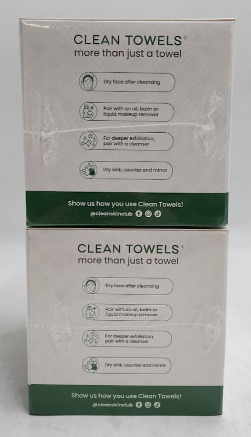 LOT OF 2!!! Clean Skin Club Towels for Sensitive Skin - XL - 50ct
