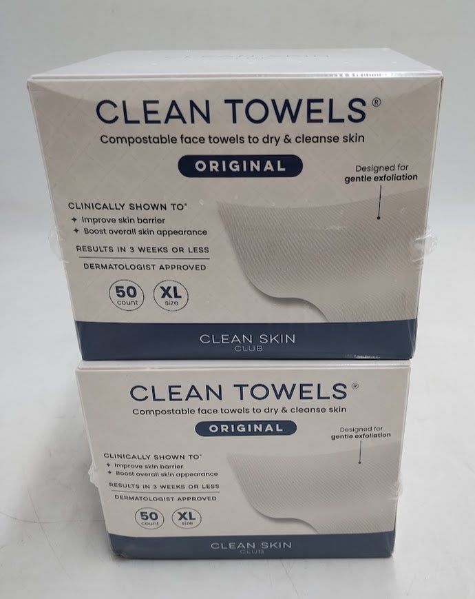 2 PACK!! Clean Skin Club Disposable Face Towel for Improved Skin - XL - 50ct
