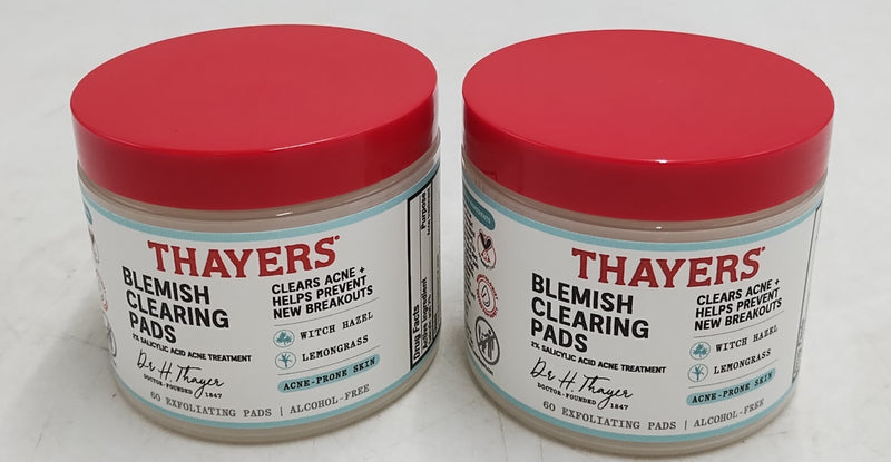 2 PACK!! Thayers Natural Remedies Witch Hazel Blemish Pads - 60ct EXP:02/2028