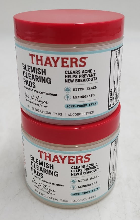 2 PACK!! Thayers Natural Remedies Witch Hazel Blemish Pads - 60ct EXP:02/2028