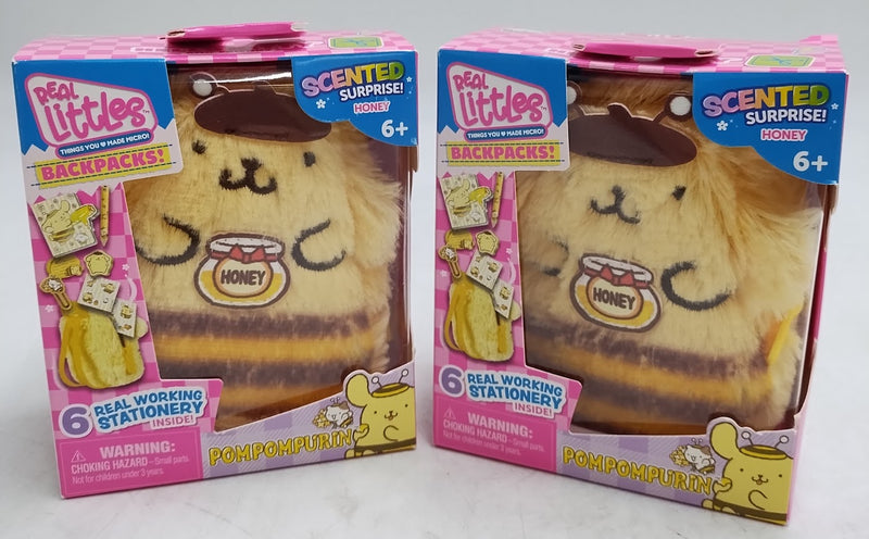 2 PACK!! Real Littles Hello Kitty & Friends Pompompurin Scented Honey Backpacks