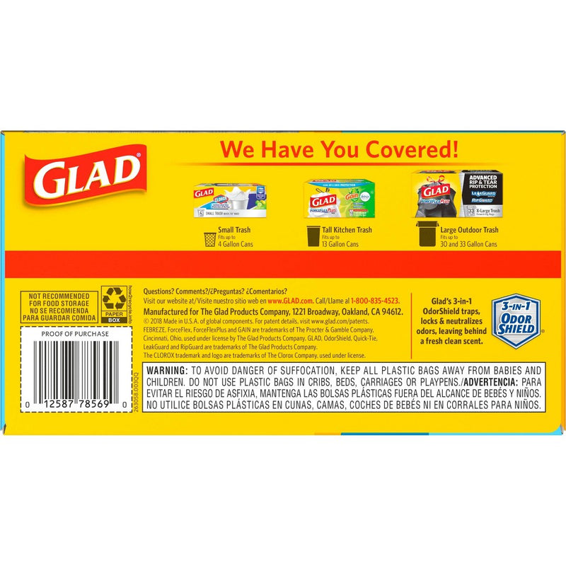 Glad Tall Kitchen Drawstring Trash Bags - OdorShield 13 Gallon Grey Trash Bag - Febreze Fresh Clean - 50ct