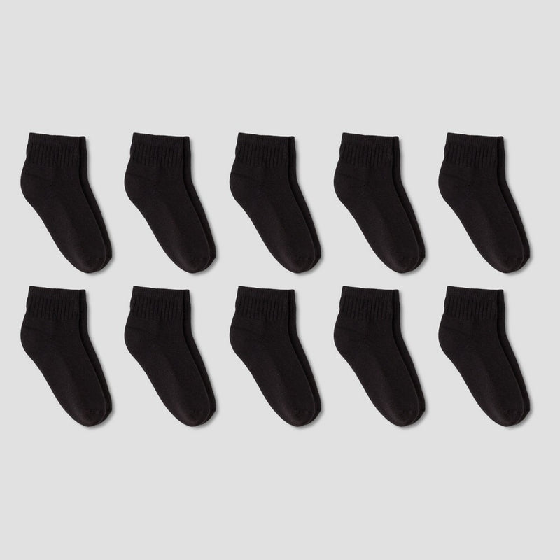 Boys' 10pk Low Cut Athletic Socks - Cat & Jack Black M