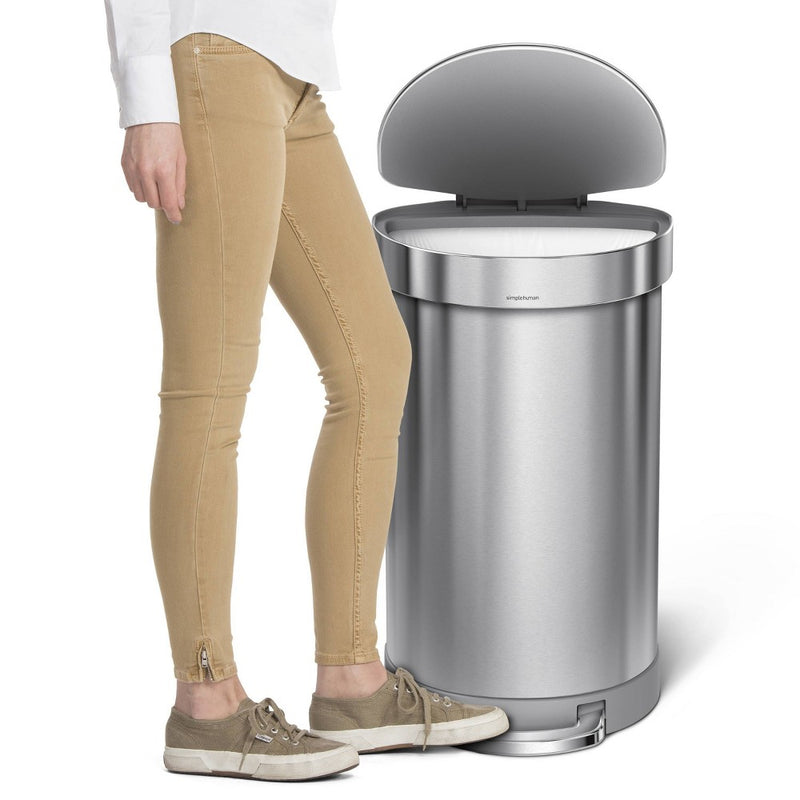 simplehuman 45L Semi-Round Step Trash Can Silver (LOCAL PICKUP ONLY)