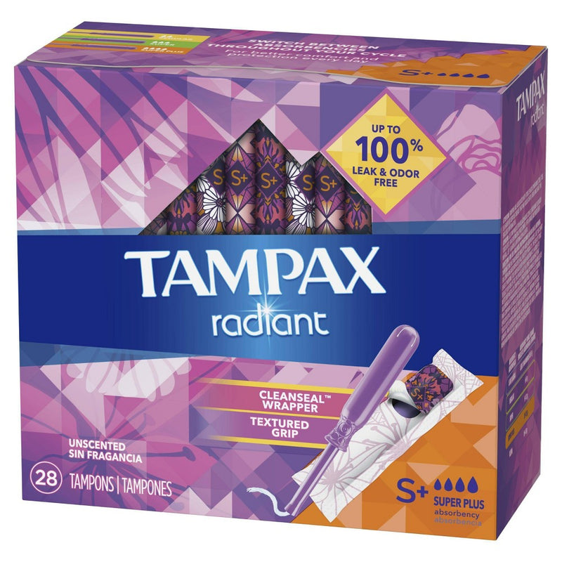 Tampax Radiant Super Plus Absorbency Tampons - 28ct