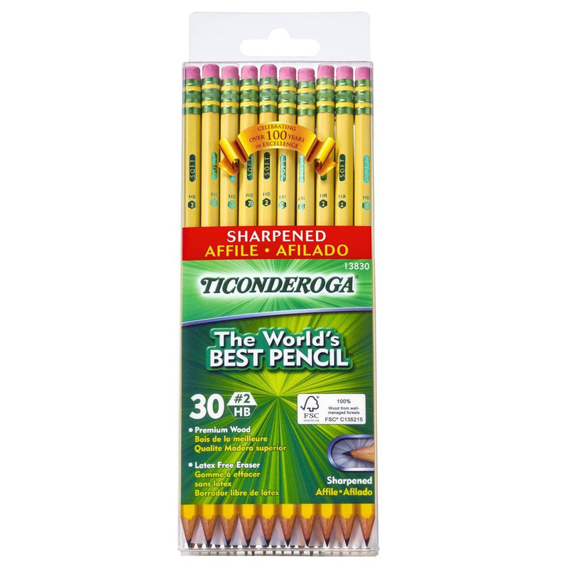 30pk #2 Pre-Sharpened Pencil - Ticonderoga