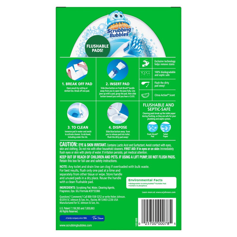Scrubbing Bubbles Fresh Brush Toilet Cleaning System Flushable Refill - 20ct