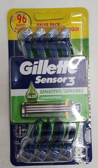Gillette Sensor3 Sensitive Men's Disposable Razors - 8ct