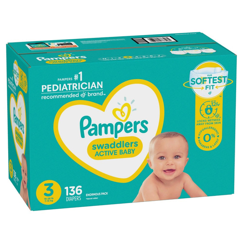 Pampers Swaddlers Disposable Diapers - Size 3 (136ct 037000773061