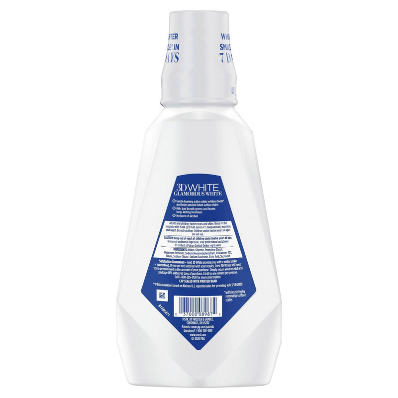 Crest 3D White Glamorous White Alcohol Free Multi-Care Whitening Mouthwash - Arctic Mint - 32 fl oz