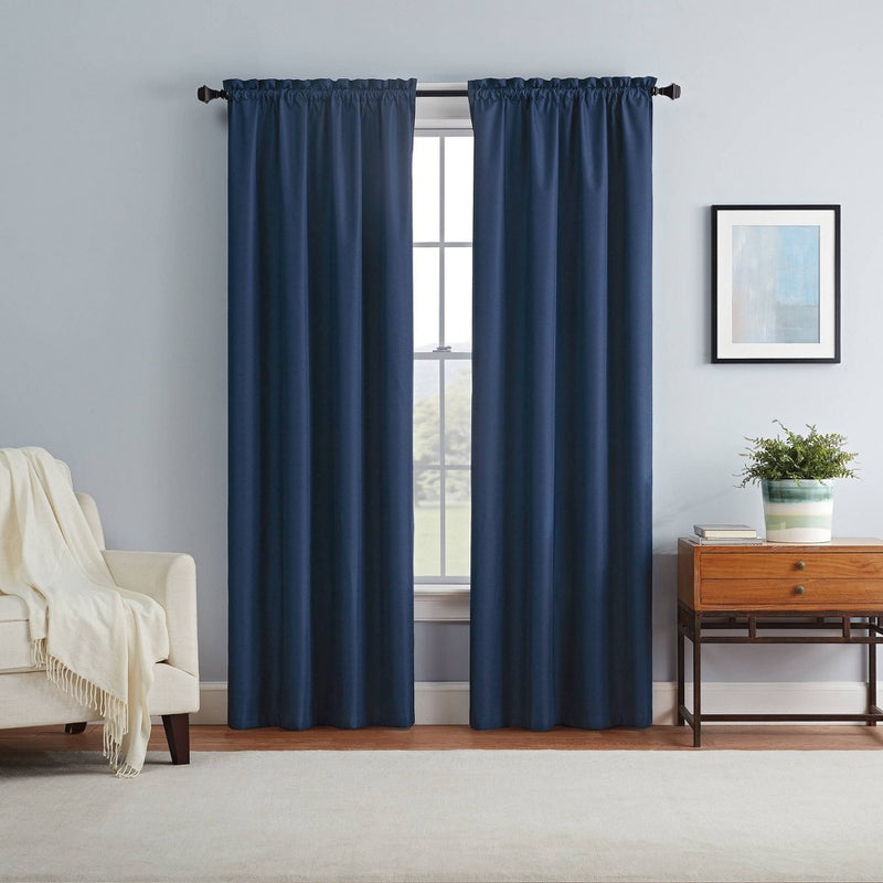 84" X 42" Braxton Thermaback Blackout Window Curtain Panel Blue - Eclipse