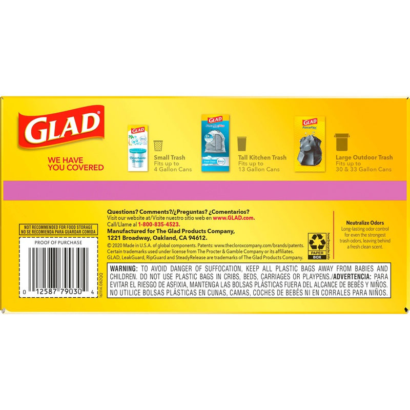 Glad ForceFlex White Trash Bags Gain Moonlight Breeze Scent with Febreze Freshness 13 Gallon - 100ct
