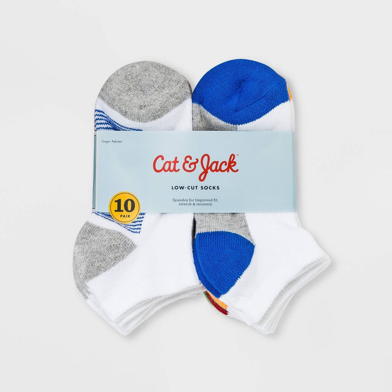 Boys' 10pk Low Cut Socks - Cat & Jack L