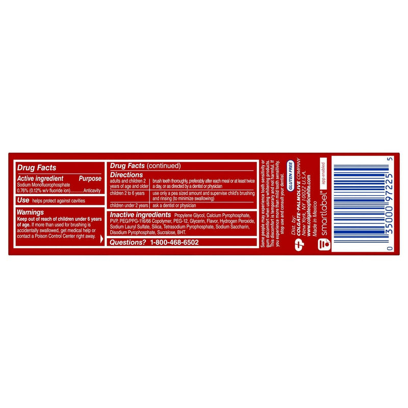 Colgate Optic White Advanced Teeth Whitening Toothpaste - Icy Fresh - 3.2oz/2pk