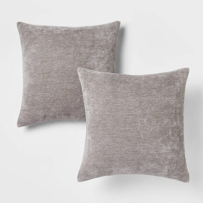 -single pillow-Chenille Square Throw Pillows Gray - Threshold