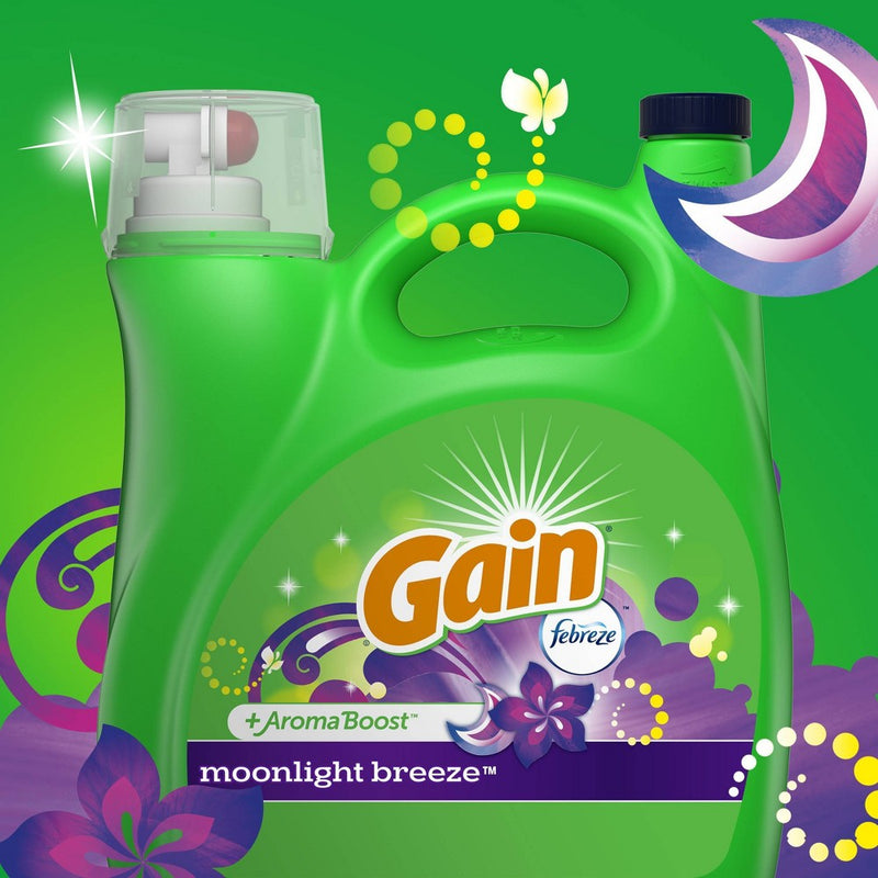 Gain + Aroma Boost Moonlight Breeze Scent HE Compatible Liquid Laundry Detergent - 154 fl oz