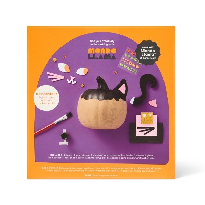 Halloween Craft Embellished Paper Mache Cat Painting Activity DIY Art Kit - Mondo Llama