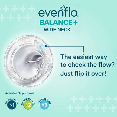 Evenflo Balance Wide Neck Anti-Colic Glass Baby Bottles- Clear - 6 fl oz/2pk: BPA-Free, Phthalate-Free, Silicone Nipple