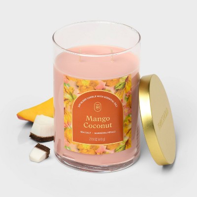 21.5oz 2-Wick Lidded Glass Jar Candle Mango Coconut - Threshold