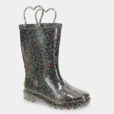 Western Chief Toddler Abby Glitter Boots - Black 6T