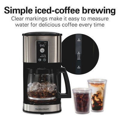 Hamilton Beach 12Cup Programmable Hot & Iced Coffee Maker 49620: Electric Drip Machine, 950W, Dishwasher-Safe Parts