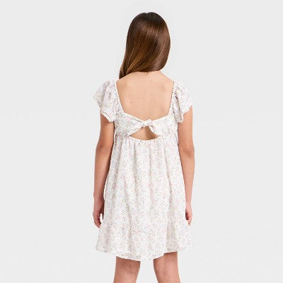Girls' Ruffle Short Sleeve Chiffon Dress - Cat & Jack Cream XS