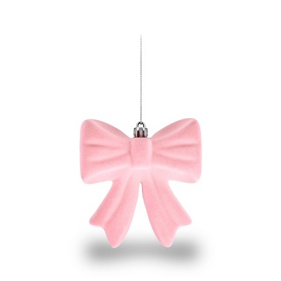 Flocked Ornaments Pink Bow - Bullseye's Playground