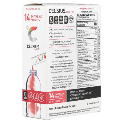 Celsius Live Fit, Watermelon Ice, 14 On-The-Go-Packets, 0.18 oz (5.08 g) Each