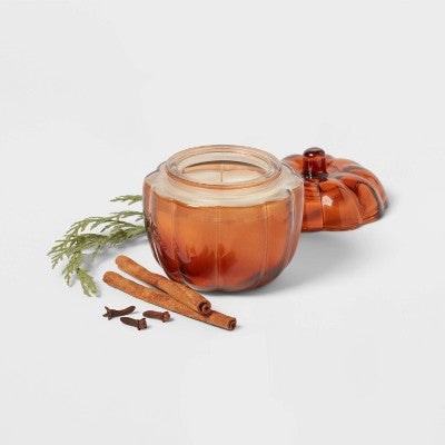 4oz Small Glass Figural Pumpkin Spice Candle Orange - Threshold