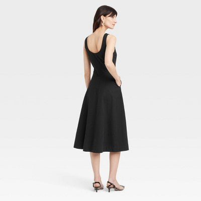 Women's Corset Midi A-Line Dress - A New Day Black SIZE 4