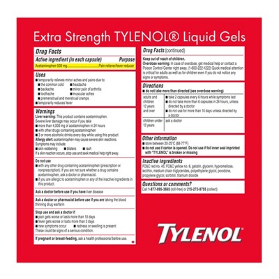 Tylenol Extra Strength Liquid Gels, Pain Reliever & Fever Reducer - Acetaminophen - 75ct