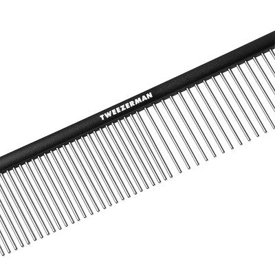 Tweezerman Dual-Sided Metal Detangling Dog Comb Black Pet Grooming Brush
