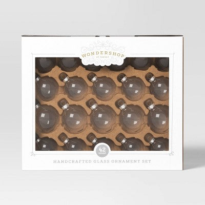 42pc Round Glass Christmas Tree Ornament Set Clear - Wondershop