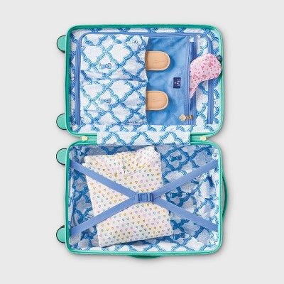 Embossed Heart Hardside Spinner Carry On Suitcase Light Blue - Roller Rabbit x Target