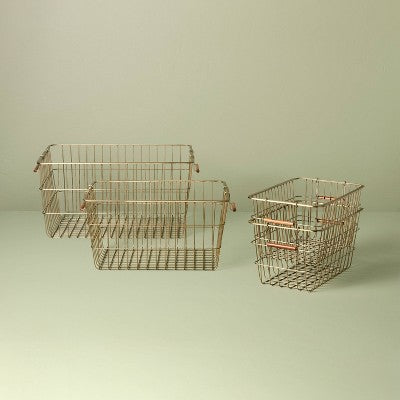 Small Rectangular Brass Wire Storage Basket - Hearth & Hand with Magnolia