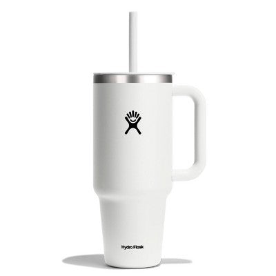 Hydro Flask 40oz All Around Travel Straw Tumbler - White: Double-Wall, BPA-Free