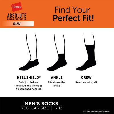 Hanes Men's Absolute Run Ankle Socks 3pk - Blue/White/Black 6-12