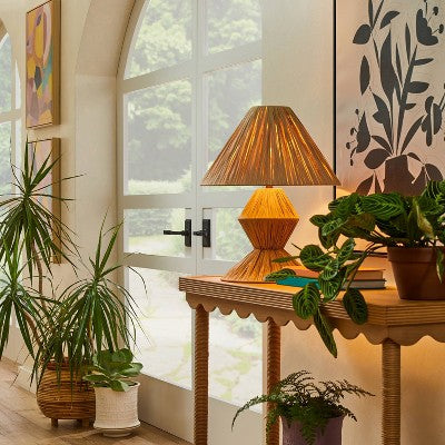 Faux Raffia Table Lamp with Empire Shade & LED Bulb: Opalhouse designed with Jungalow, UL Listed