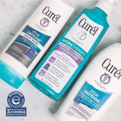 Curel Itch Defense Body Wash, Daily Body Cleanser, with Hydrating Jojoba and Olive Oil, Hydrating Unscented - 10 fl oz